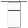 vidaXL skyded&oslash;r med hardwares&aelig;t 102x205 cm ESG glas sort