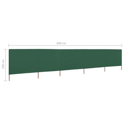 vidaXL 5-panels læsejl 600x160 cm stof grøn