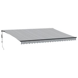 vidaXL markise m. LED 500x350 cm automatisk betjening antracitgr&aring; hvid