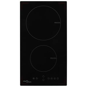 vidaXL induktionskogeplade med 2 br&aelig;ndere Touch Control glas 3500 W