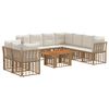 vidaXL Havesofa S&aelig;t 10 stk. Naturlig og Creme Hvid polyrattan