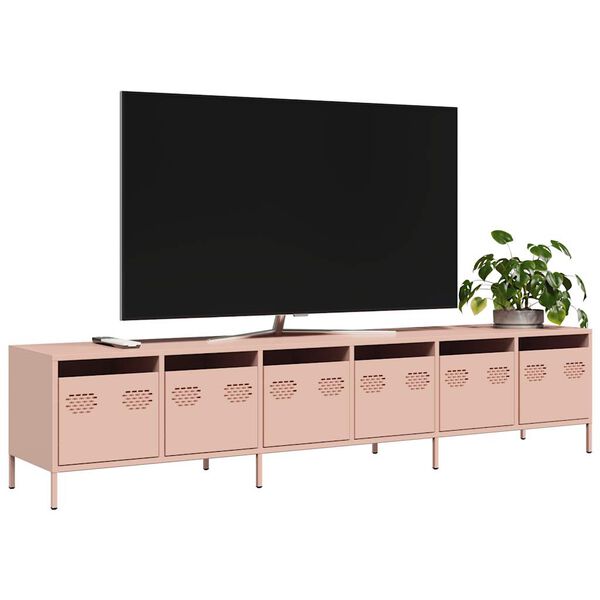 vidaXL tv-bord 202x39x43,5 cm koldvalset st&aring;l lyser&oslash;d