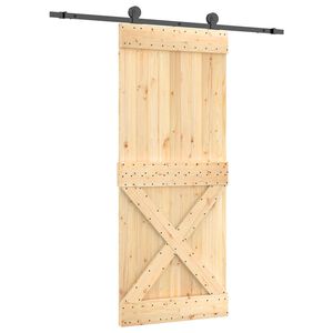 vidaXL Skyded&oslash;r Naturfarvet og sort 85 x 210 cm Massivt Fyrretr&aelig;