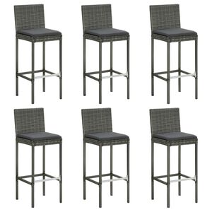 vidaXL barstole med hynder 6 stk. polyrattan gr&aring;
