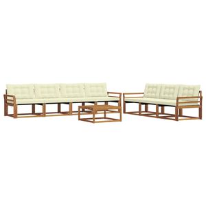 vidaXL Udend&oslash;rs sofagruppe med pude 8 pcs Naturlig og Fl&oslash;de