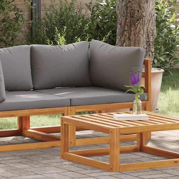 vidaXL modul&aelig;r hj&oslash;rnesofa med m&oslash;rkegr&aring; hynde massivt akacietr&aelig;