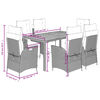 vidaXL spisebordss&aelig;t til haven 7 dele med hynder polyrattan sort