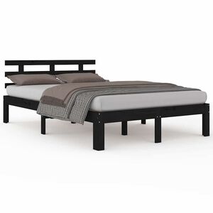 vidaXL sengeramme 200x200 cm massivt tr&aelig; sort