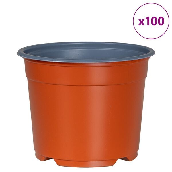 vidaXL Blomsterpotte 100 pcs Terrakotta &Oslash; 15 x 12,5 cm Plastik