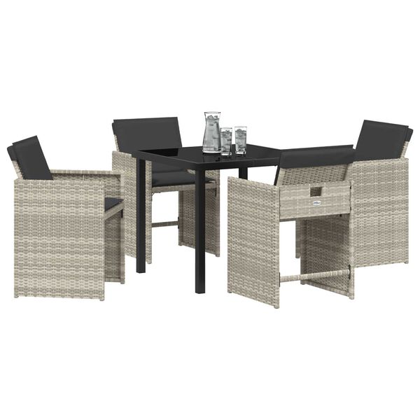 vidaXL Have Spisebordssæt 5 pcs Beige polyrattan
