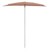 vidaXL halv parasol med stang 180x90 cm terrakotta