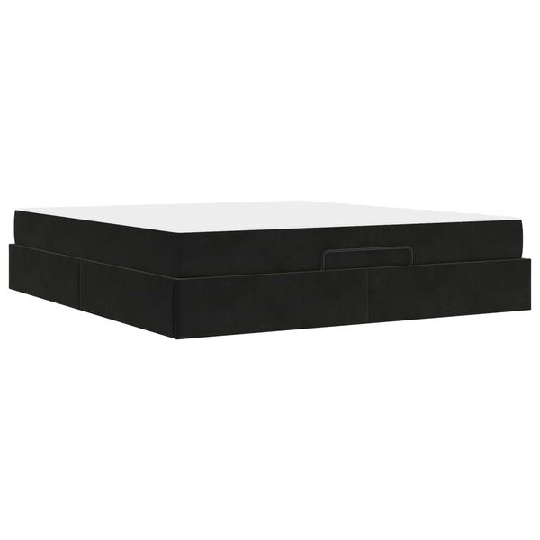 vidaXL Sengeramme med madras med madras 2 pcs Sort Fl&oslash;jl