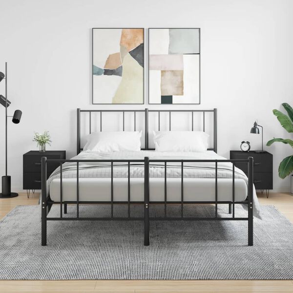 vidaXL sengeborde 2 stk. 40x35x47,5 cm konstrueret tr&aelig; sort