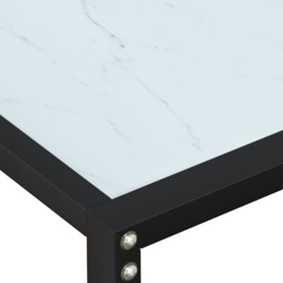 vidaXL konsolbord 200x35x75,5 cm hærdet glas hvid marmor
