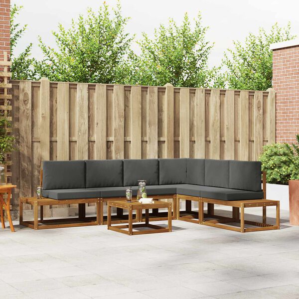 vidaXL Udend&oslash;rs sofagruppe med pude 7 Stk Naturlig og Antracit