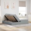 vidaXL Seng med opbevaring og madras Lysegr&aring; 200 x 200 cm Polyester
