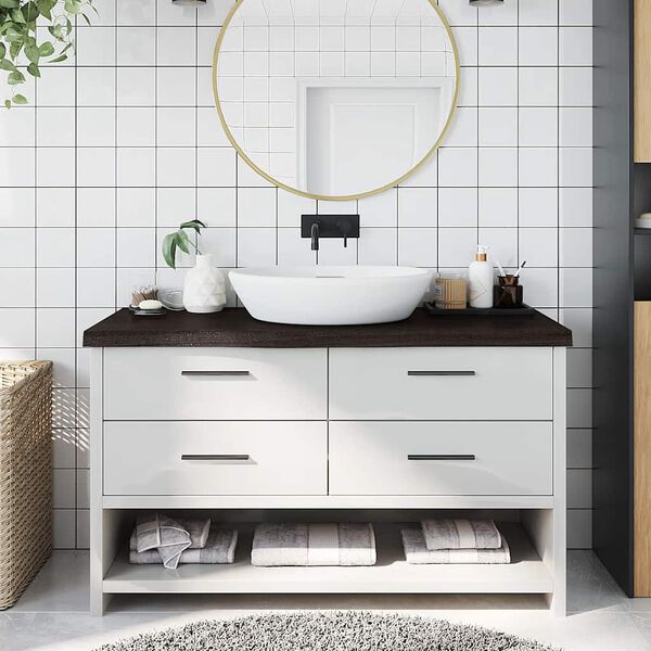 vidaXL bordplade til badev&aelig;relse 100x40x(2-6) cm massivt tr&aelig; m&oslash;rkebrun