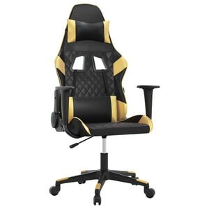 vidaXL gamingstol kunstl&aelig;der sort guldfarvet