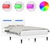 vidaXL Sengestel med LED-lysstrimler Hvid 120 x 190 cm Kunstl&aelig;der