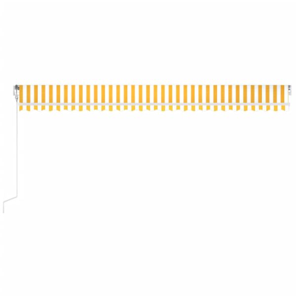 vidaXL markise m. LED + vindsensor 600x350 cm automatisk gul og hvid