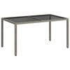 vidaXL havebord 150x90x75 cm h&aelig;rdet glas og polyrattan gr&aring;
