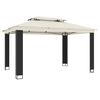 vidaXL pavillon med dobbelt tag 3,94x2,96 m st&aring;l cremefarvet