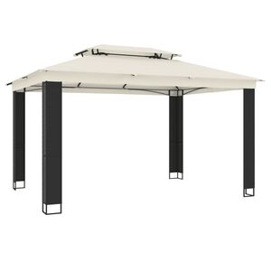 vidaXL pavillon med dobbelt tag 3,94x2,96 m st&aring;l cremefarvet