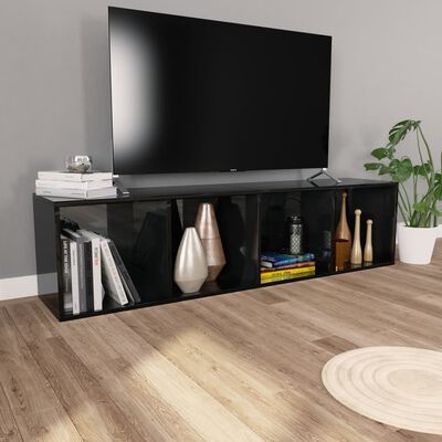 vidaXL bogreol/tv-bord 36x30x143 cm konstrueret træ sort højglans