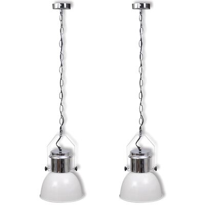 vidaXL loftslampe i metal 2 stk. højdejusterbar moderne hvid