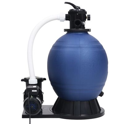 vidaXL sandfilter med 7-vejs ventil & 1000 W pumpe blå og sort