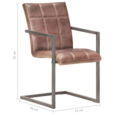 vidaXL spisebordsstole med cantilever 2 stk. ægte læder rustikbrun