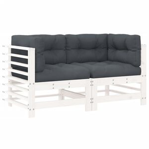 vidaXL hj&oslash;rnemoduler til sofa 2 stk. med hynder massivt fyrretr&aelig; hvid