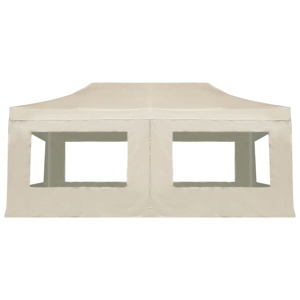 vidaXL foldbart festtelt med v&aelig;gge aluminium 6 x 3 m cremefarvet