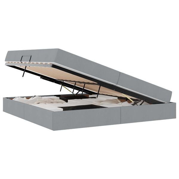 vidaXL Seng med opbevaring og madras Lysegr&aring; 200 x 200 cm Polyester