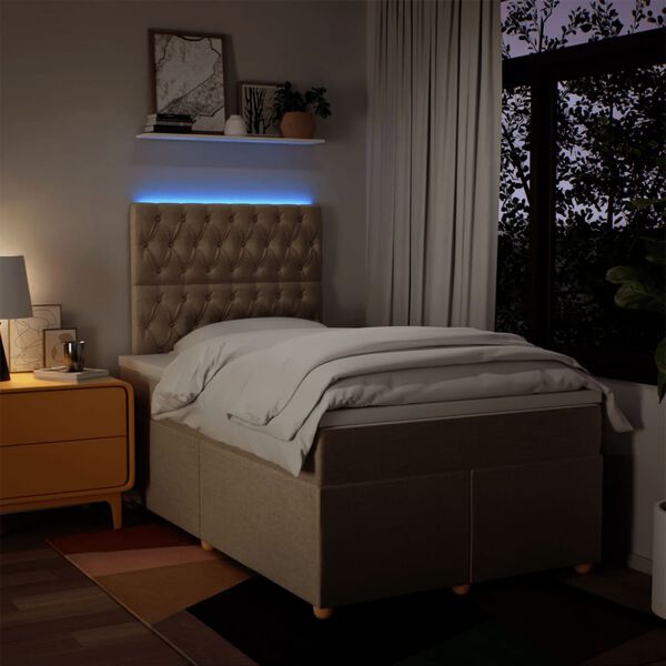 vidaXL kontinentalseng med madras 120x190 cm stof cremefarvet