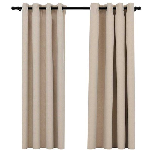 vidaXL m&oslash;rkl&aelig;gningsgardiner med &oslash;jer 2 stk. h&oslash;r-look 140x175 cm beige