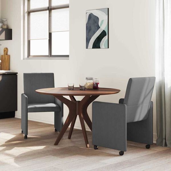 vidaXL Spisebordsstole med hjul 2 pcs M&oslash;rkegr&aring; 57 x 66 x 94 cm