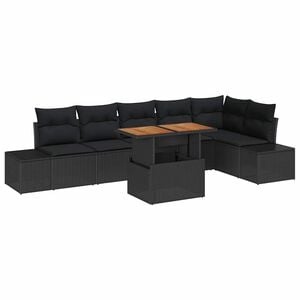 vidaXL Havesofa S&aelig;t med opbevaring 7 pcs Sort Poly rattan