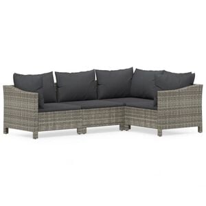 vidaXL lounges&aelig;t til haven 4 dele med hynder polyrattan gr&aring;