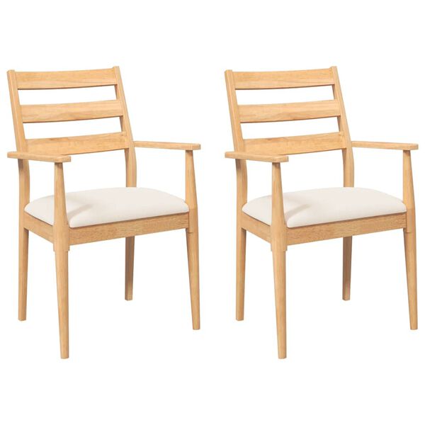 vidaXL spisebordsstole med hynder 2 stk. massivt gummitr&aelig;