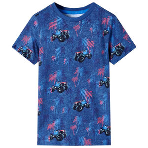 vidaXL T-shirt til b&oslash;rn str. 104 bl&aring;meleret