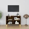 vidaXL tv-bord med massive tr&aelig;ben 69,5x30x50 cm r&oslash;get egetr&aelig;sfarve
