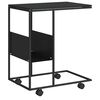 vidaXL sidebord med hjul 55x36x63,5 cm konstrueret tr&aelig; sort