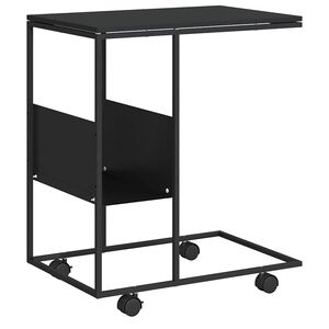 vidaXL sidebord med hjul 55x36x63,5 cm konstrueret tr&aelig; sort