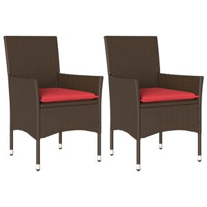 vidaXL havestole med hynder 2 stk. polyrattan brun