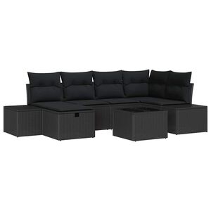 vidaXL Havesofa S&aelig;t 7 stk. Sort polyrattan