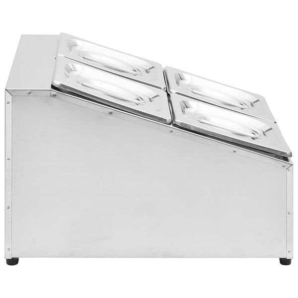 vidaXL gastronorm beholder med 4 GN 1/6-beholdere rustfrit stål