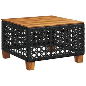 vidaXL havebord 55x55x36 cm polyrattan og akacietr&aelig; sort