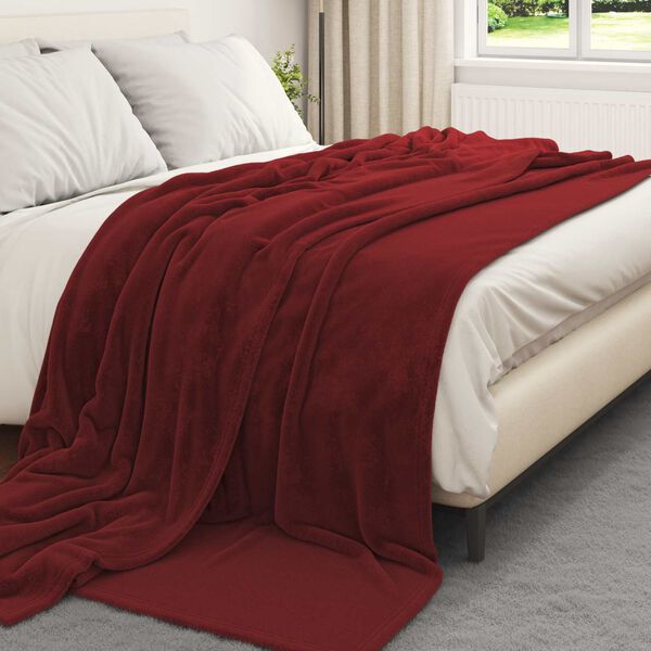 vidaXL Kastet&aelig;pper 6 pcs Bordeaux R&oslash;d 220 x 240 cm Fleece