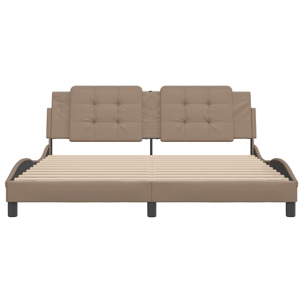 vidaXL sengeramme uden madras Zadar 180x200 cm kunstl&aelig;der cappuccinofarvet